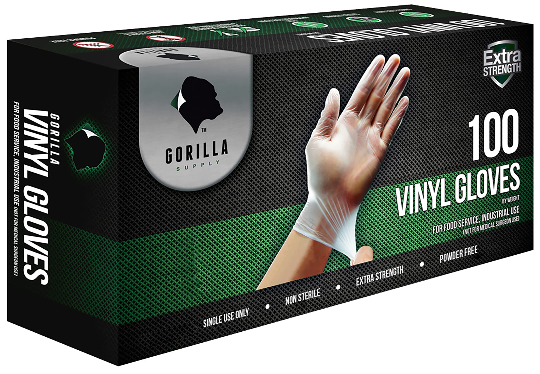 GORILLA SUPPLY Disposable Heavy Duty Vinyl Gloves Latex & Powder Free 4mil, BPA Free Food Safe, 100, 300, 1000, S, M, L, XL