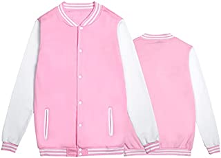 Womens Baseball Jacket Varsity Fleece Jacket Button Down Shirts Tops Long Sleeve Sweatshirt Party Casual Blouses