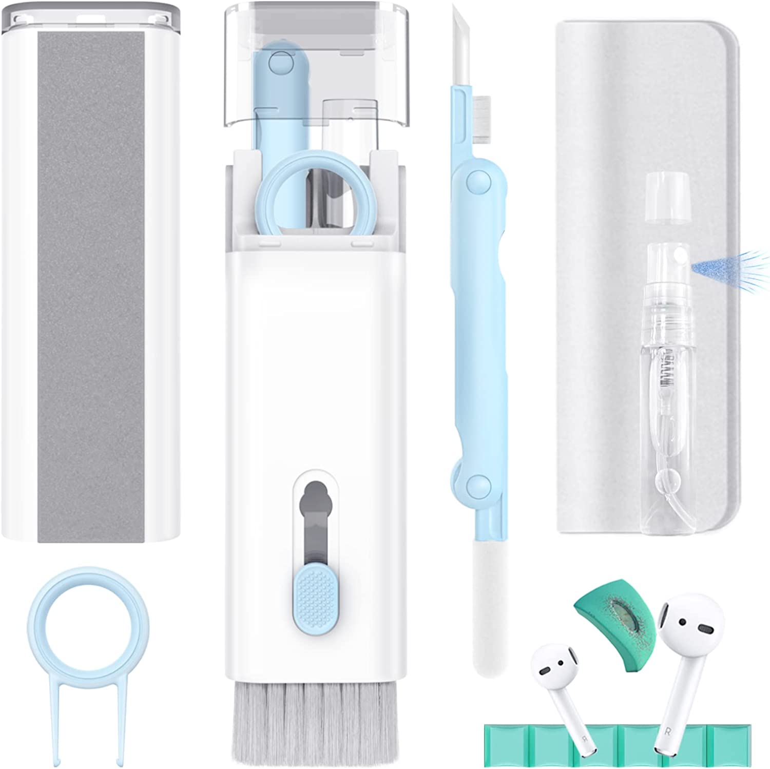         9-in-1 Cleaner Kit for Laptop Screen Keyboard Airpod,Portable Cleaning Pen Brush Tool for Electronics/Earbud/Phone/Laptop/Bluetooth/iPad/Earphones/Computer/Camera (5ml Screens Cleaners Spray) 