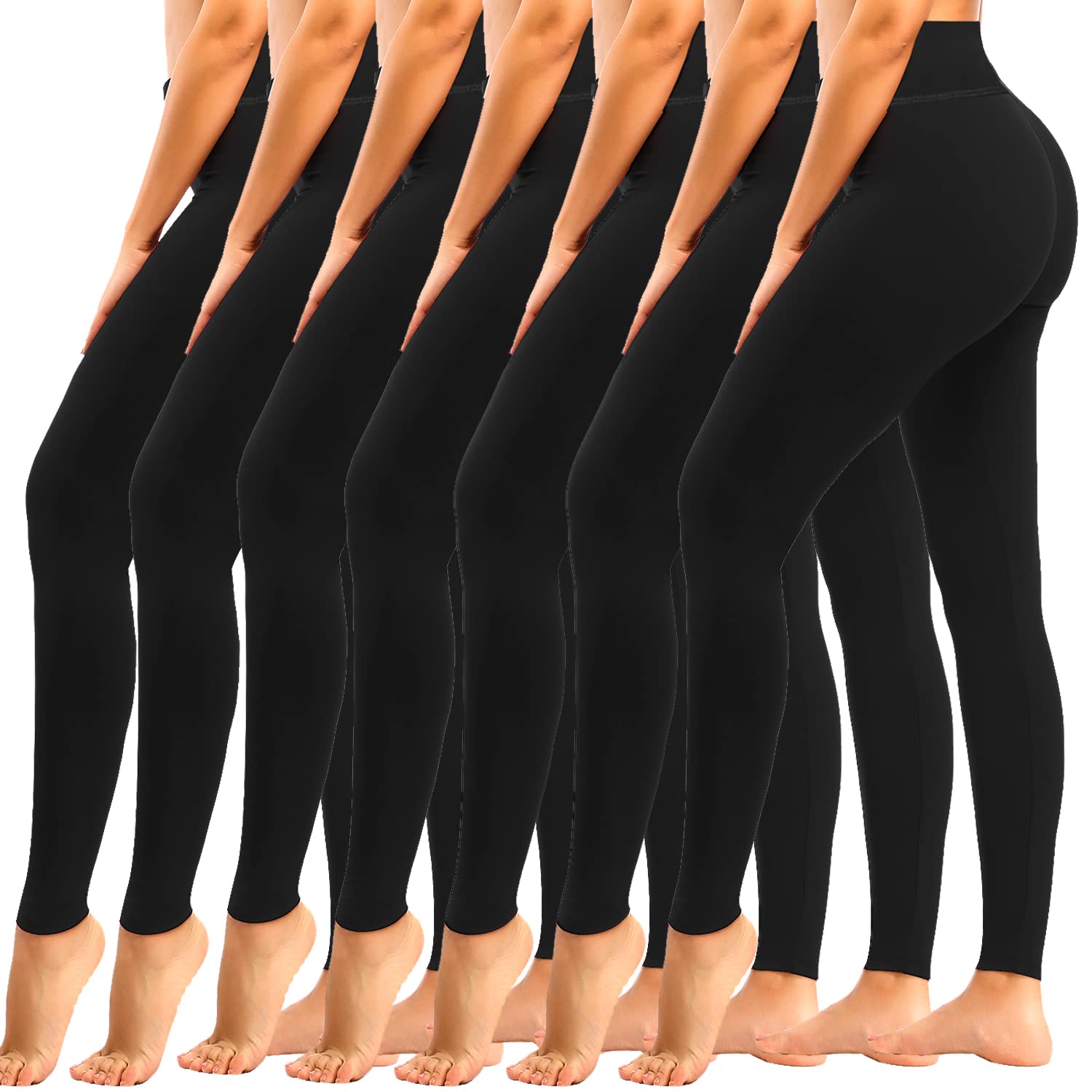 7 Pack High Waisted Leggings for Women Tummy Control-Black Soft Workout Yoga Pants for Everyday Use,Women Gifts,Sports