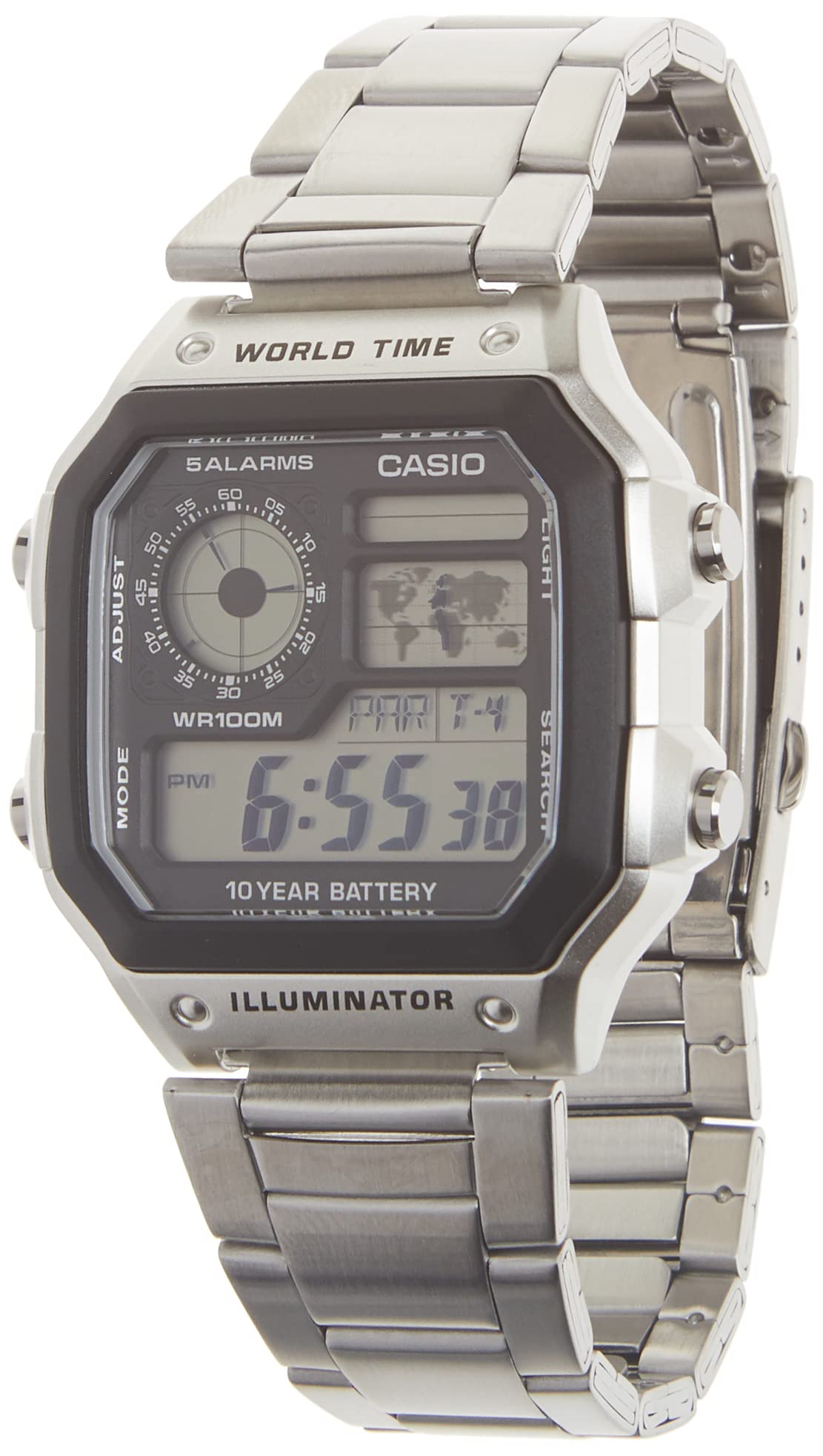 Casio Men's Classic Stainless Steel Japanese-Quartz Stainless-Steel Strap, Silver, 21 Casual Watch (Model: AE1200WHD-1A)