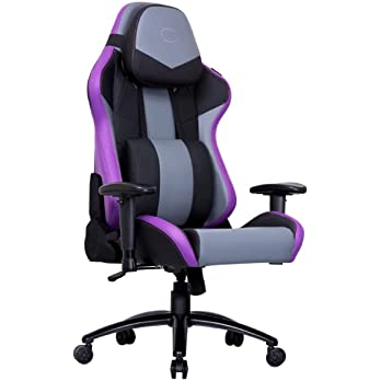          Cooler Master Caliber R3 Gaming Chair for Computer Game, Office, Comfy Ergonomic 360° Swivel Reclining High Back Chairs with Armrest Backrest Headrest Lumbar Support PU Leather-Purple        