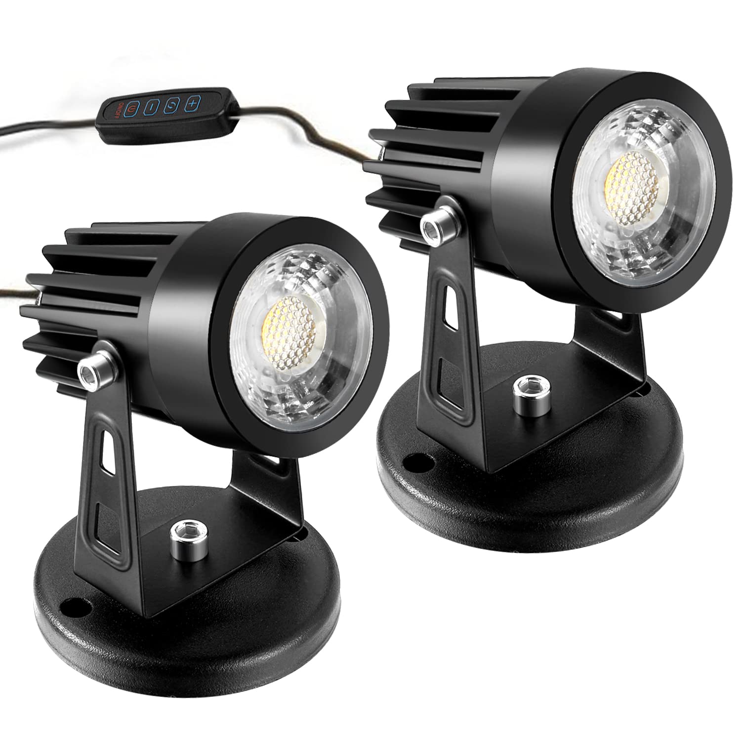 Eiloore Spot Light Indoor Accent Lighting: 2 Pack Dimmable LED Uplight Spotlight Lamp for Plant Decor | 3W 90-265V AC | 3 Color Temperature Modes | Stepless Dimming | 6FT Cord & Standard US 2-Plug