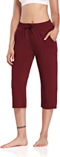 Womens Yoga Pants Capri Wide Leg Comfy Drawstring Loose Lounge Workout Pants with Pockets