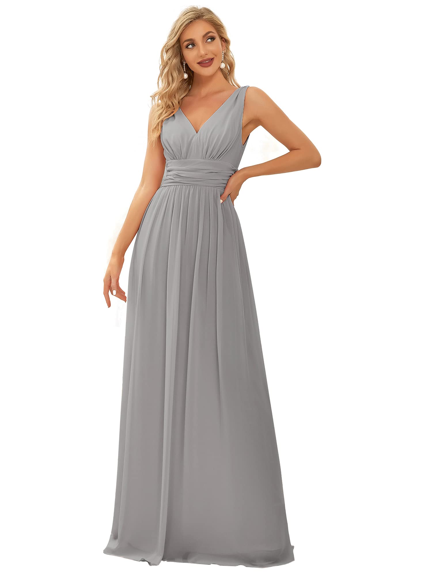 Sleeveless V-Neck Semi-Formal Maxi Evening Dress 09016
