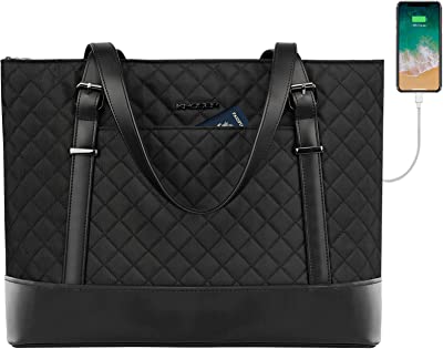 KROSER Laptop Tote Bag 15.6 Inch with USB Port, Large Work Tote Bag Computer Shoulder Bag for Women, Laptop Carrying Case Stylish Handbag Gift for School Office Business Travel(Quilted)