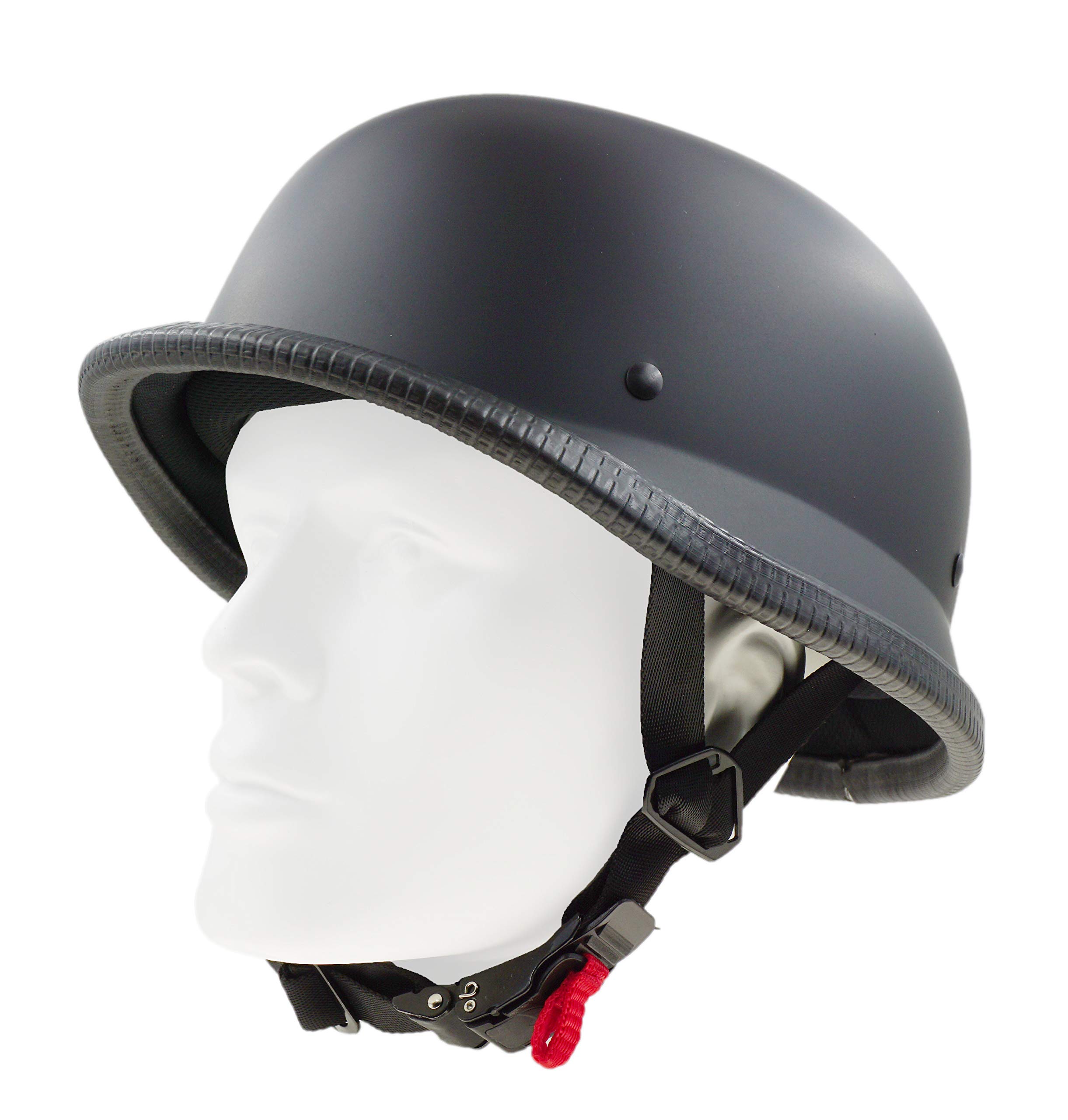 Wheeling Motorcycle Classic Biker ATV Helmet German OSFM DOT Approved Model 203 (Flat Balck)