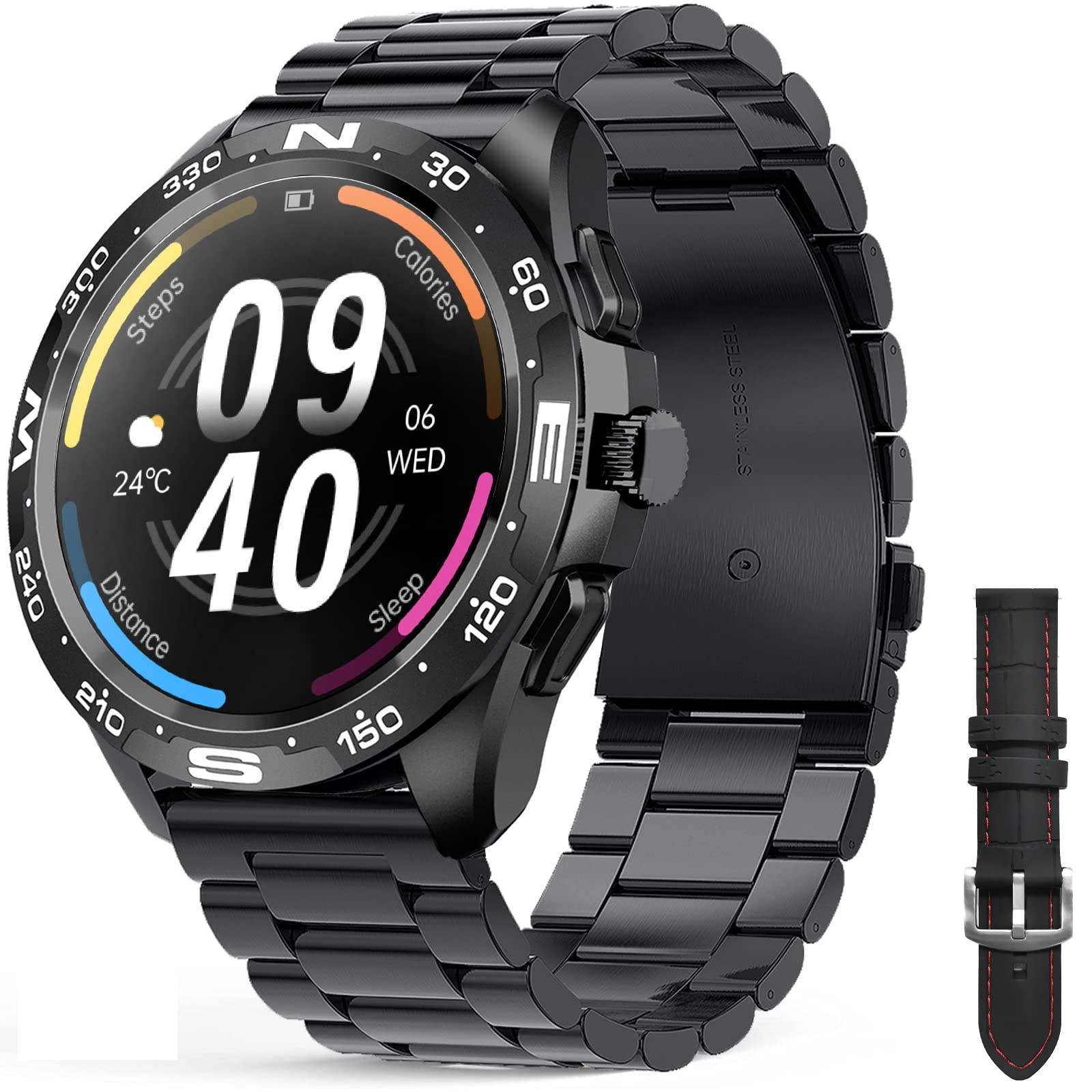 Cakuja Smart Watch Fitness Full Touch Screen Tracker for Men Call Make Receive Fitness Watch with 24h Heart Rate Blood Pressure Sleep Monitor, IP68 Waterproof Pedometer for iOS Android