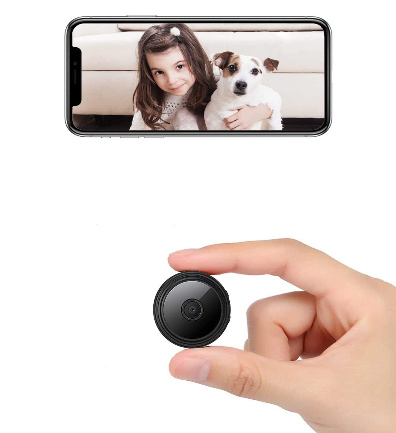 Camera Mini 1080P Smart Wireless Wireless WiFi Camera Home Security Surveillance Cam Car Tiny Nanny Cam, Small Portable Baby Cameras Dog Pet Camera for Indoor Outdoor Black