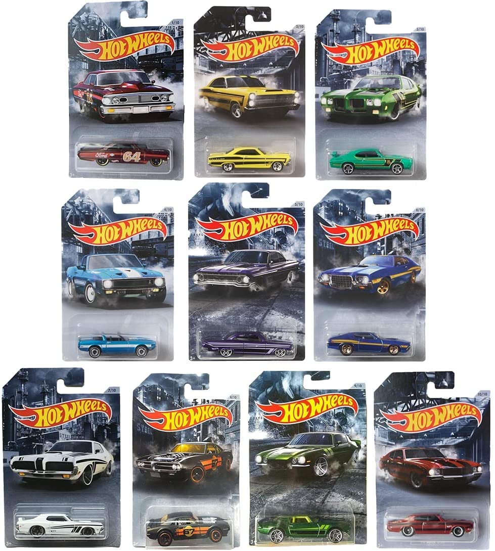 Hot Wheels 2020 American Steel Muscle Cars Complete Set of 10 Diecast Vehicles