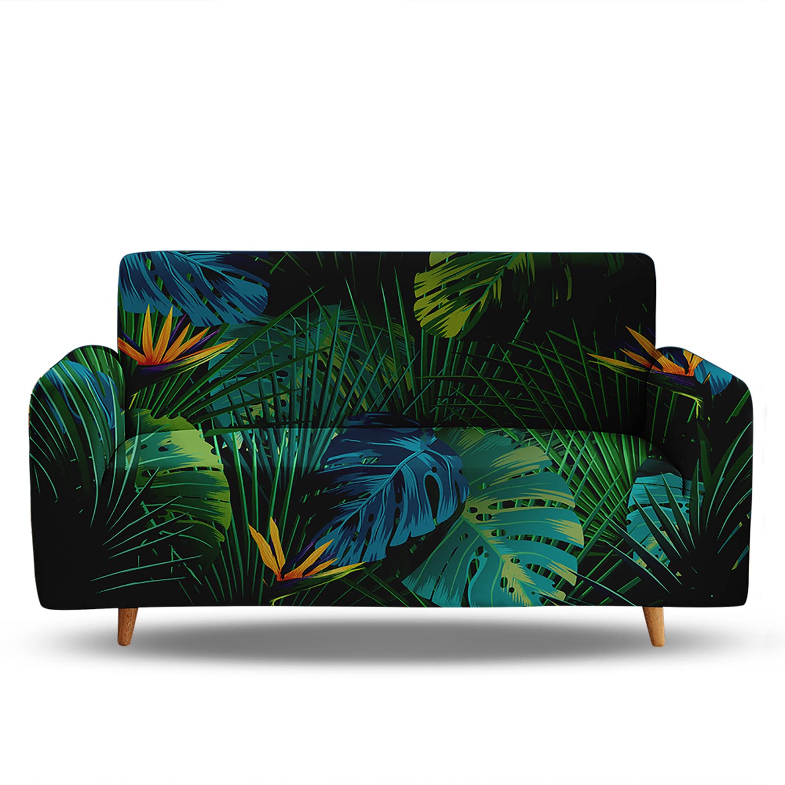 Hosima Tropical Green Sofa Covers for 3 Cushion Couch,Banana Leaves Large Sofa Slipcover,Plants Pattern Printed Sofa Covers,Living Room Stretch Couch Covers for 3 Seater Furniture Covers
