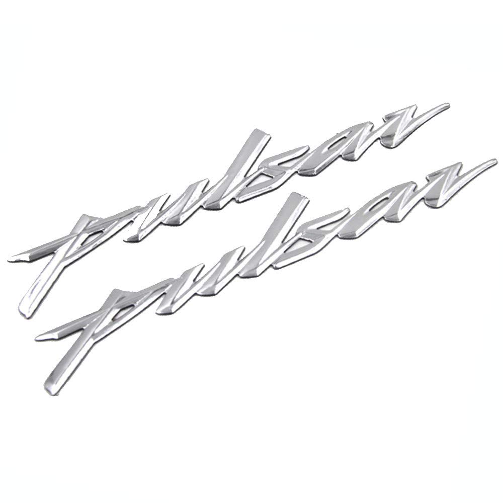 Acc-Creativity Motorcycle 3D Sticker Decorative Decal Stereoscopic Tank Emblem with Glue Compatible with Bajaj Pulsar NS200 NS160 (Silver)