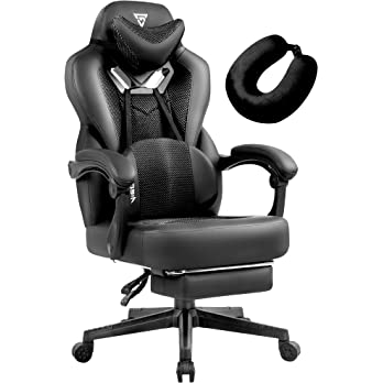          Vigosit Gaming Chair- Gaming Chair with Footrest, Mesh Gaming Chair for Heavy People, Ergonomic Reclining Gamer Computer Chair for Adult, Big and Tall Office PC Chair Gaming with Massage (Bla