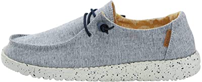 Women's Wendy Chambray White Blue Size 9 | Women’s Shoes | Women’s Lace Up Loafers | Comfortable & Light-Weight