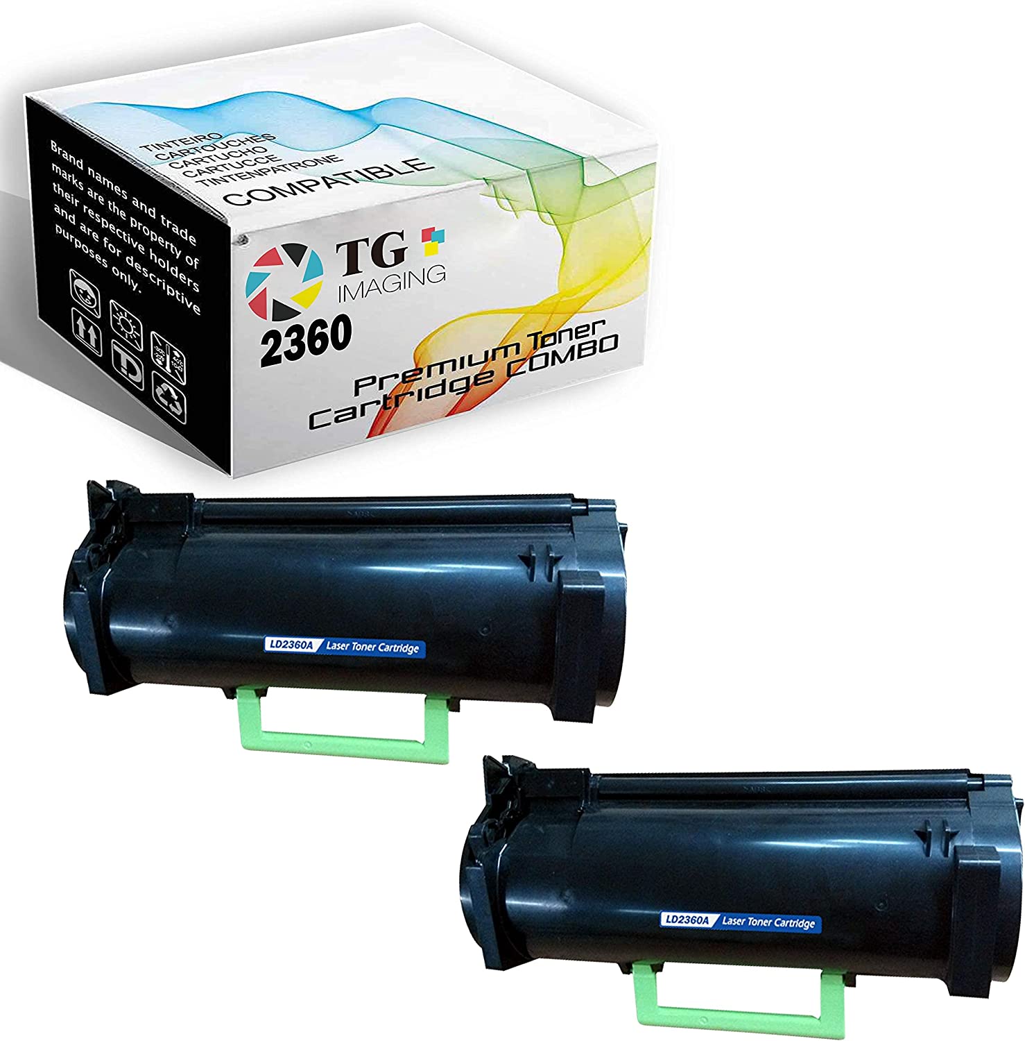         2-Pack 2xBlack TG Imaging Compatible B2360dn Toner Cartridge (8,500 Pages, Black) Work for Dell 2360 B2360 B2360d B3460dn B3465dn B2365dnf B3465 Toner Printer       