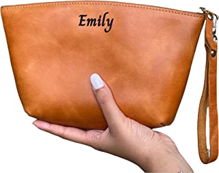 Personalized Leather Makeup Bag - Custom Makeup Bag, Cosmetic Bag, Leather makeup Bag, Women Leather Cosmetic Bag, Personalized Gift For Her