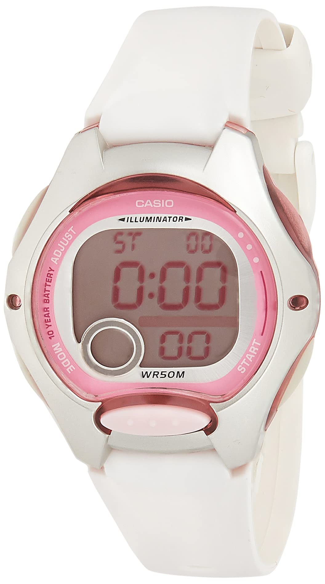 Women's LW200-7AV Digital Watch with White Resin Strap