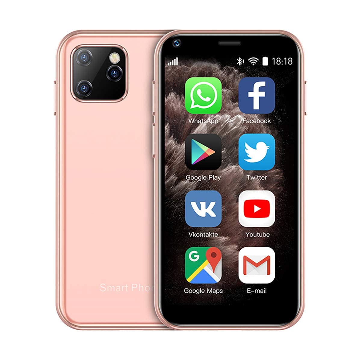 SOYES XS11 3G Mini Smartphone 2.5Inch WiFi GPS China Mobile 1GB RAM 8GB ROM Quad Core Android Cell Phones 3D Glass Slim Body HD Camera Dual Sim Google Play Cute Smartphone (Pink)
