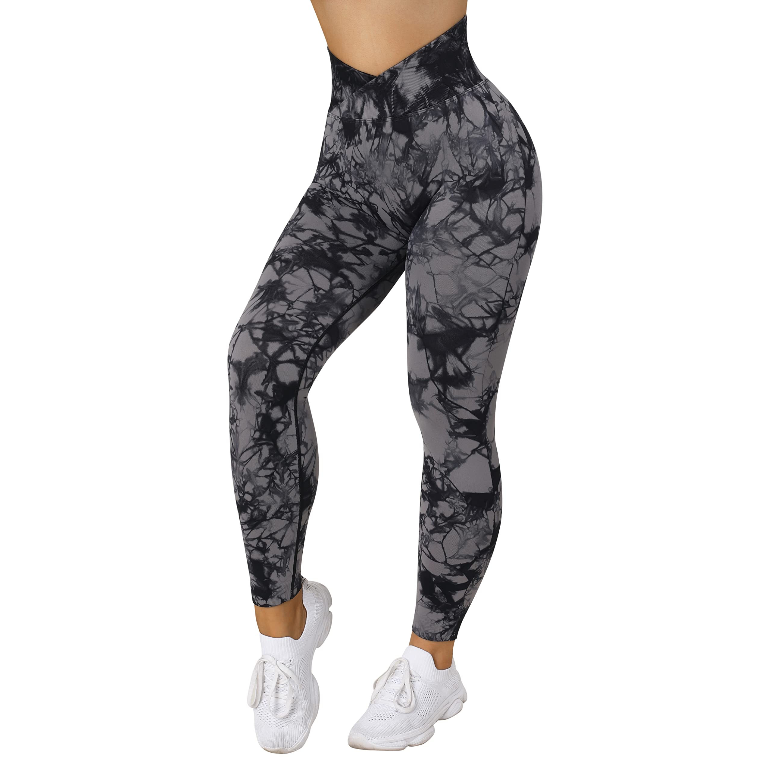 Women Seamless Crossover Leggings High Waisted Butt Lifting Workout Yoga Pants