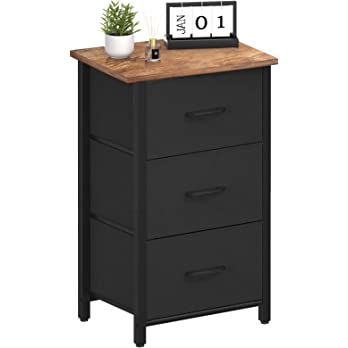          Yoobure Nightstand with 3 Drawer Dresser, Small Dresser for Bedroom Storage Drawers Tower, Bedside Furniture Fabric Dressers & Chests of Drawers Organizer Unit for Closet Hallway Office Colle
