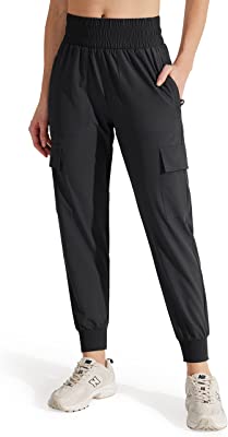 Women's High Waisted Cargo Joggers Lightweight Hiking Pants Quick Dry Athletic Workout Pants with Pockets Casual