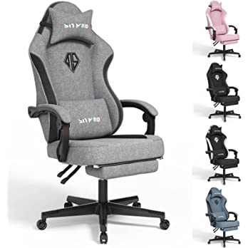          SITMOD Gaming Chair with Footrest-Computer Ergonomic Video Game Chair-Backrest and Seat Height Adjustable Swivel Task Chair for Adults with Lumbar Support(Gray)-Fabric        