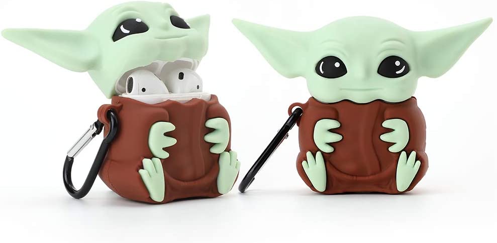         Wifantien 3D Yoda Case for AirPod 2/1 Case,3D Cute Cartoon Women Girls Kids Stylish Fashion Chic Lovely Kawaii Yoda Baby Shape Keychain Soft Silicone Case for Airpods 1 &amp; 2 Case(Yoda Baby)