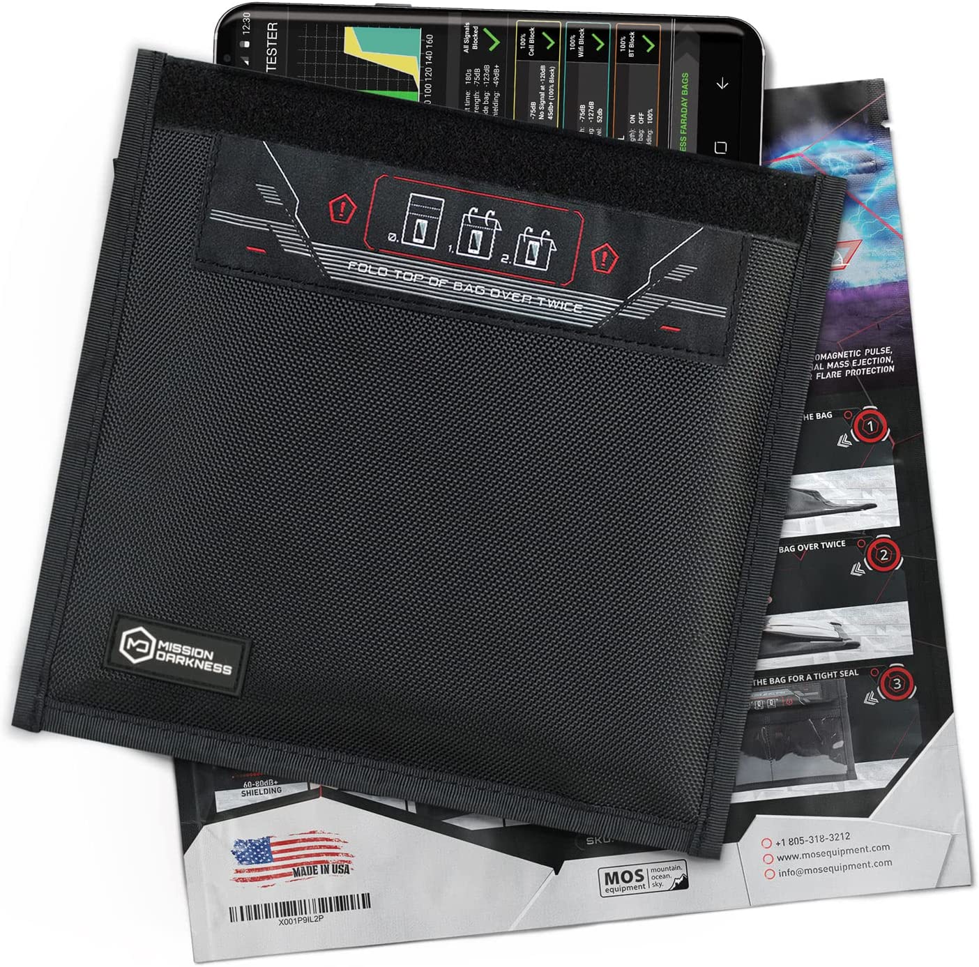        Mission Darkness Non-Window Faraday Bag for Phones // Device Shielding for Law Enforcement &amp; Military, Executive Privacy, Travel &amp; Data Security, Anti-Hacking Anti-Tracking Anti-Spying