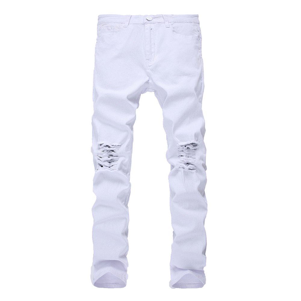 Men's Slim Fit Black Stretch Destroyed Ripped Skinny Denim Jeans