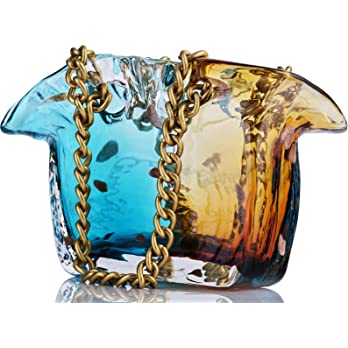          Glass Bag Vase,Glass Purse Vase for Flowers,Purse Flower Vase with Fish Bowl,Hand Blown Glass Vase,Glass Vases for Flowers for Floral Arrangement Home Décor,Enterpiece,Events,Office,Garden,We