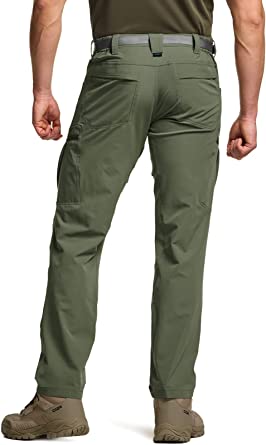          CQR Men's Cool Dry Tactical Pants, Water Resistant Outdoor Pants, Lightweight Stretch Cargo/Straight Work Hiking Pants        