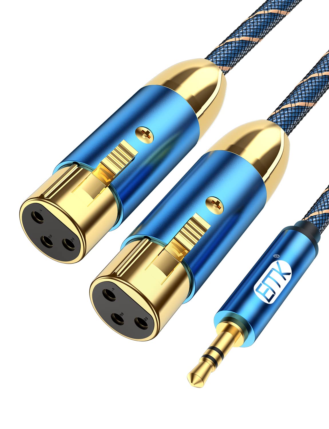         EMK Dual Female XLR to 3.5mm Cable, Unbalanced XLR Female to 1/8 Inch Mini Jack TRS Stereo Aux Interconnect Audio Mic Breakout Patch Cord(10FT/3M)       