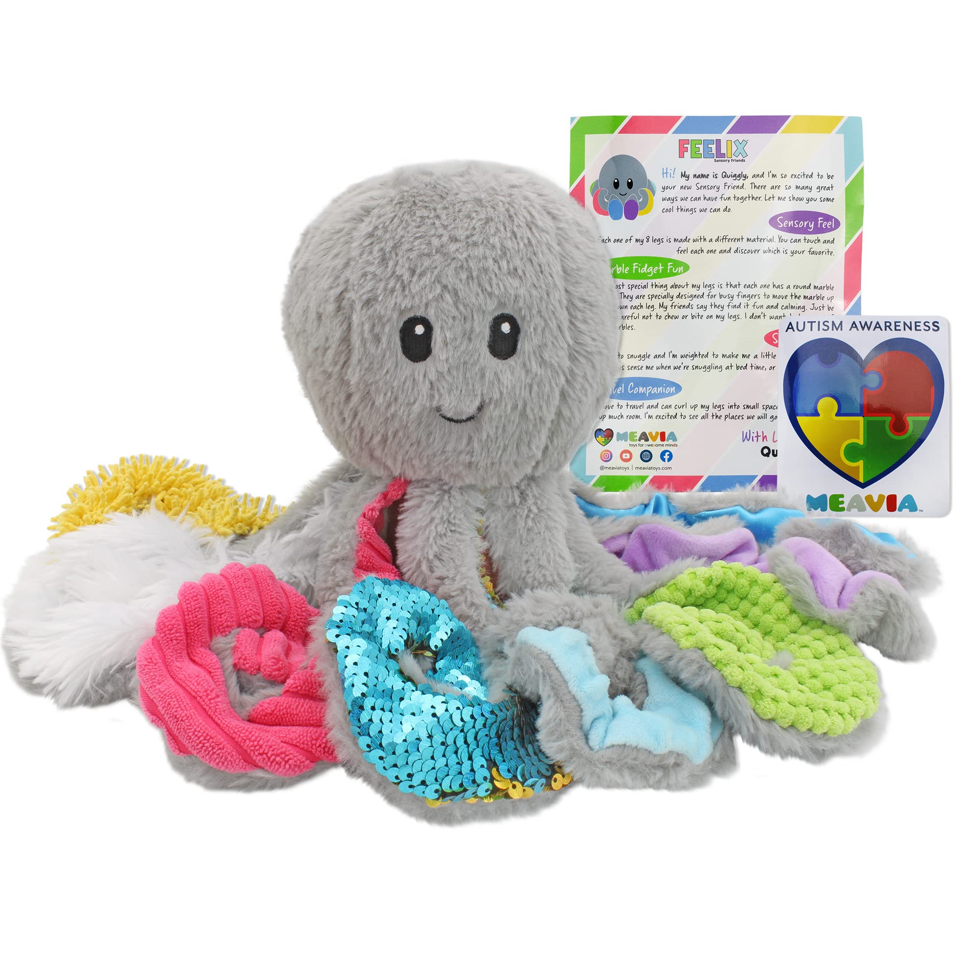 MEAVIA Weighted Sensory Octopus Toy, Weighted Fidget Plush for Autism, Special Needs and Sensory Fun
