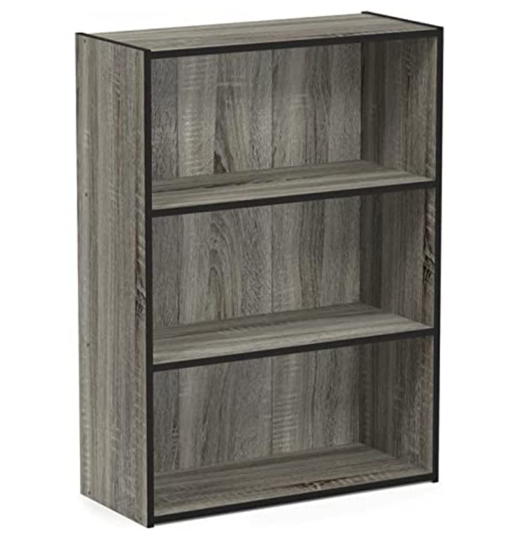 Furinno Pasir 3-Tier Open Shelf Bookcase, French Oak Grey