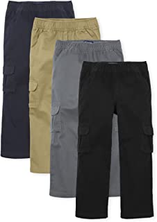 Boys Pull on Cargo Pants,Black/Flax/Gray Steel/New Navy 4 Pack,8