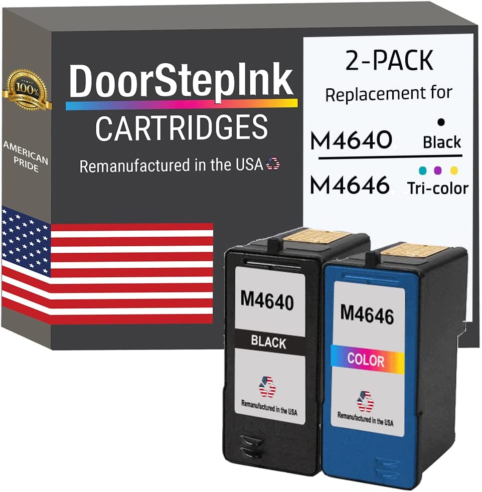         DoorStepInk Remanufactured in The USA Ink Cartridge Replacements for Dell Series 5 M4640 M4646 Black Color Combo Pack Photo All-in-One 922 924 942 944 946 962 964       
