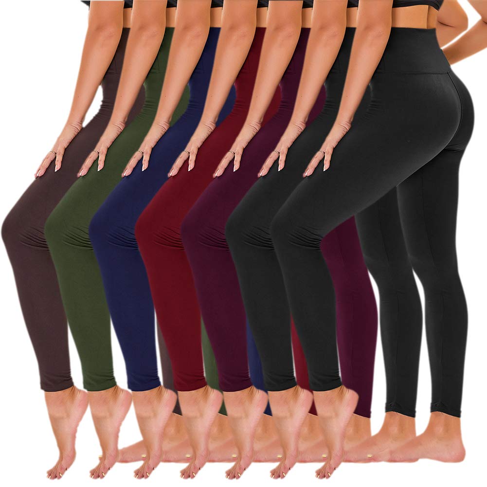 7 Pack High Waisted Leggings for Women - Buttery Soft Workout Running Yoga Pants