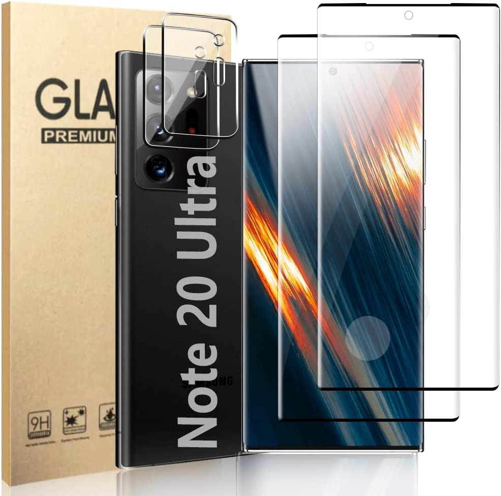         AFSKU [2+2 Pack] Galaxy Note 20 Ultra Screen Protector, 9H Tempered Glass Scratch Resistant, Ultrasonic Fingerprint Support, 3D HD Curved,for Samsung Galaxy Note 20 Ultra 6.9 Inch Screen Prote