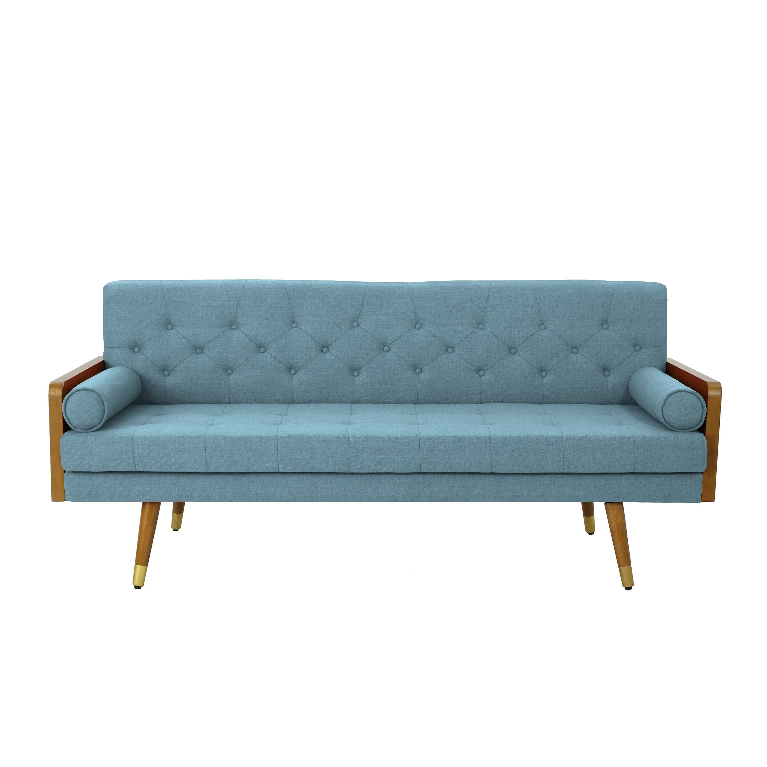 Christopher Knight Home Aidan Mid Century Modern Tufted Fabric Sofa, Blue