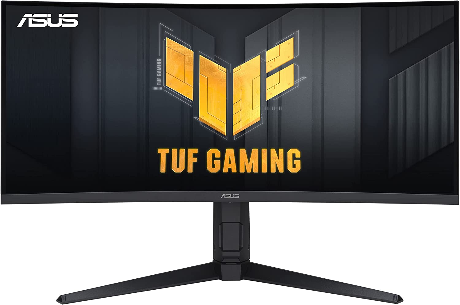         ASUS TUF Gaming 34” Ultra-Wide Curved HDR Monitor (VG34VQEL1A) - 21:9, UWQHD (3440 x 1440), 100Hz, Extreme Low Motion Blur, FreeSync, 1ms, DisplayPort, HDMI, USB, Tripod Socket, Height Adjusta