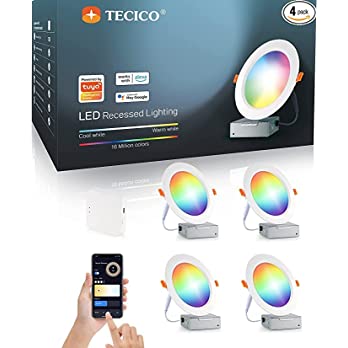          Smart Recessed Lighting 6 Inch, WiFi Color Changing LED Recessed Lighting, 15W 1100 Lumen 6500K Daylight, Smart Remote Downlight with Junction Box, Compatible with Alexa/Google Assistant/Siri
