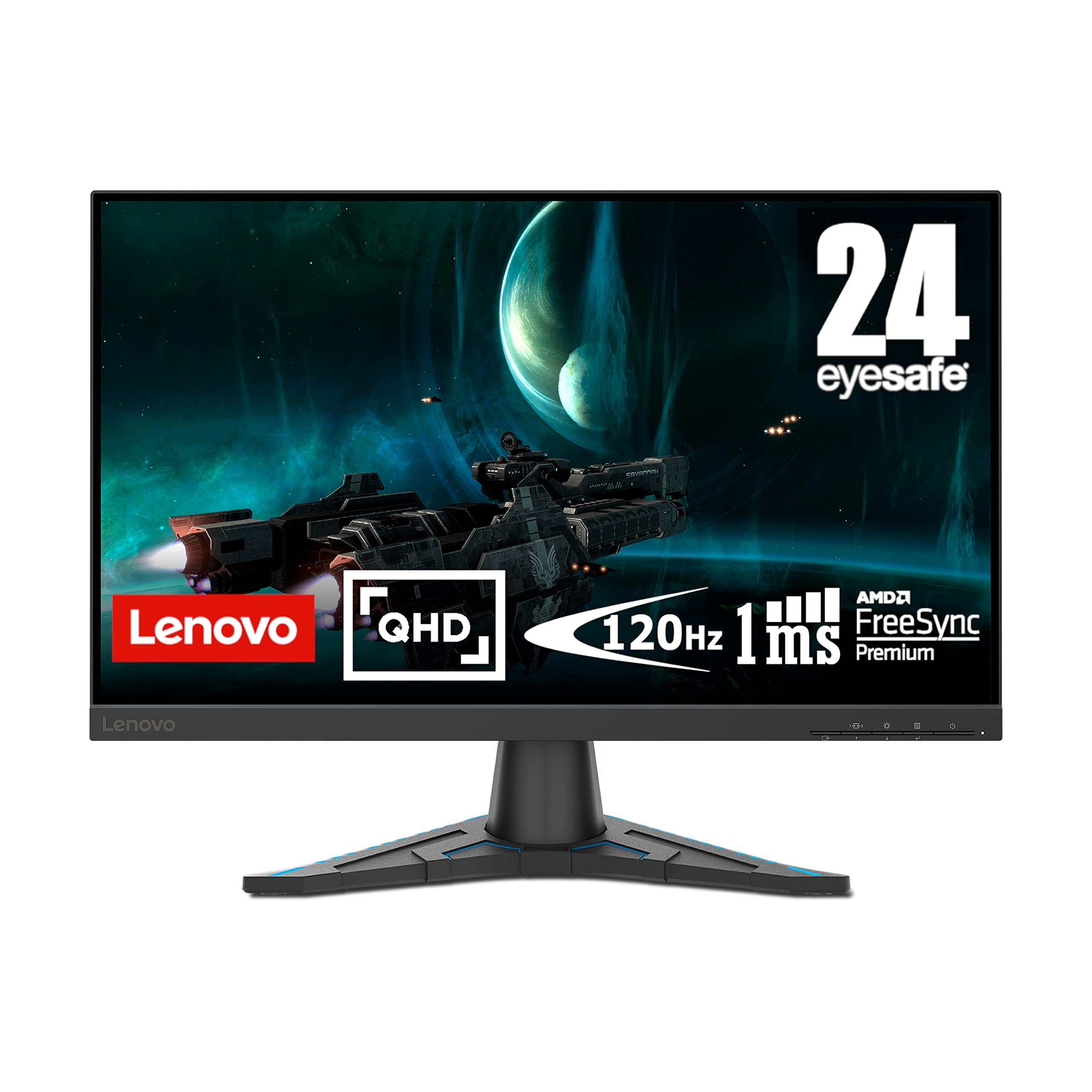 Lenovo G24qe-20-2022 - Gaming Monitor - 23.8 Inch QHD - 100 Hz - AMD Radeon FreeSync - Blue Light Certified - Tilt Stand - HDMI & DP