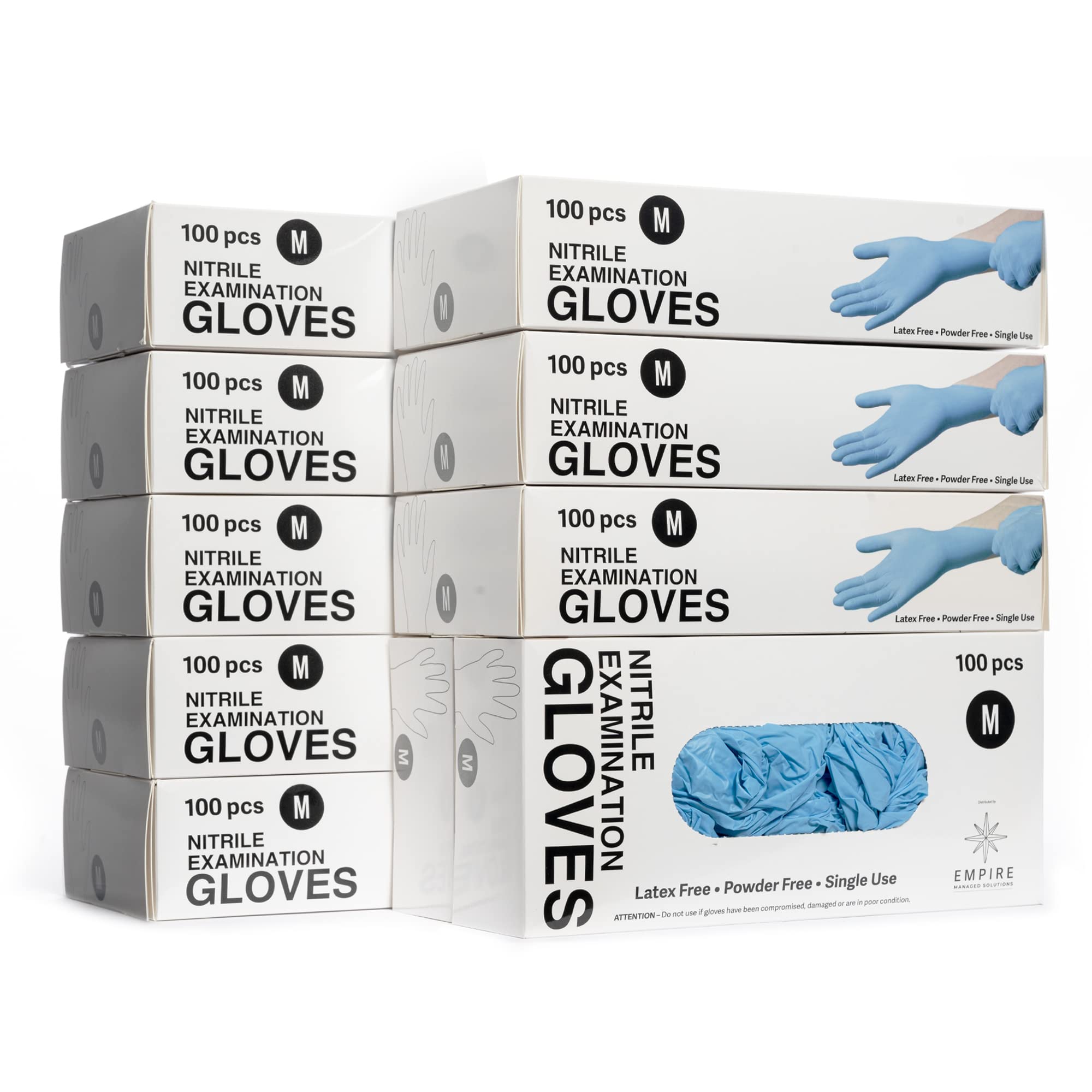 EMPIRE - Blue Nitrile Exam Gloves - Premium Grade - Non-Sterile - Powder Free - Single Use - Latex Free