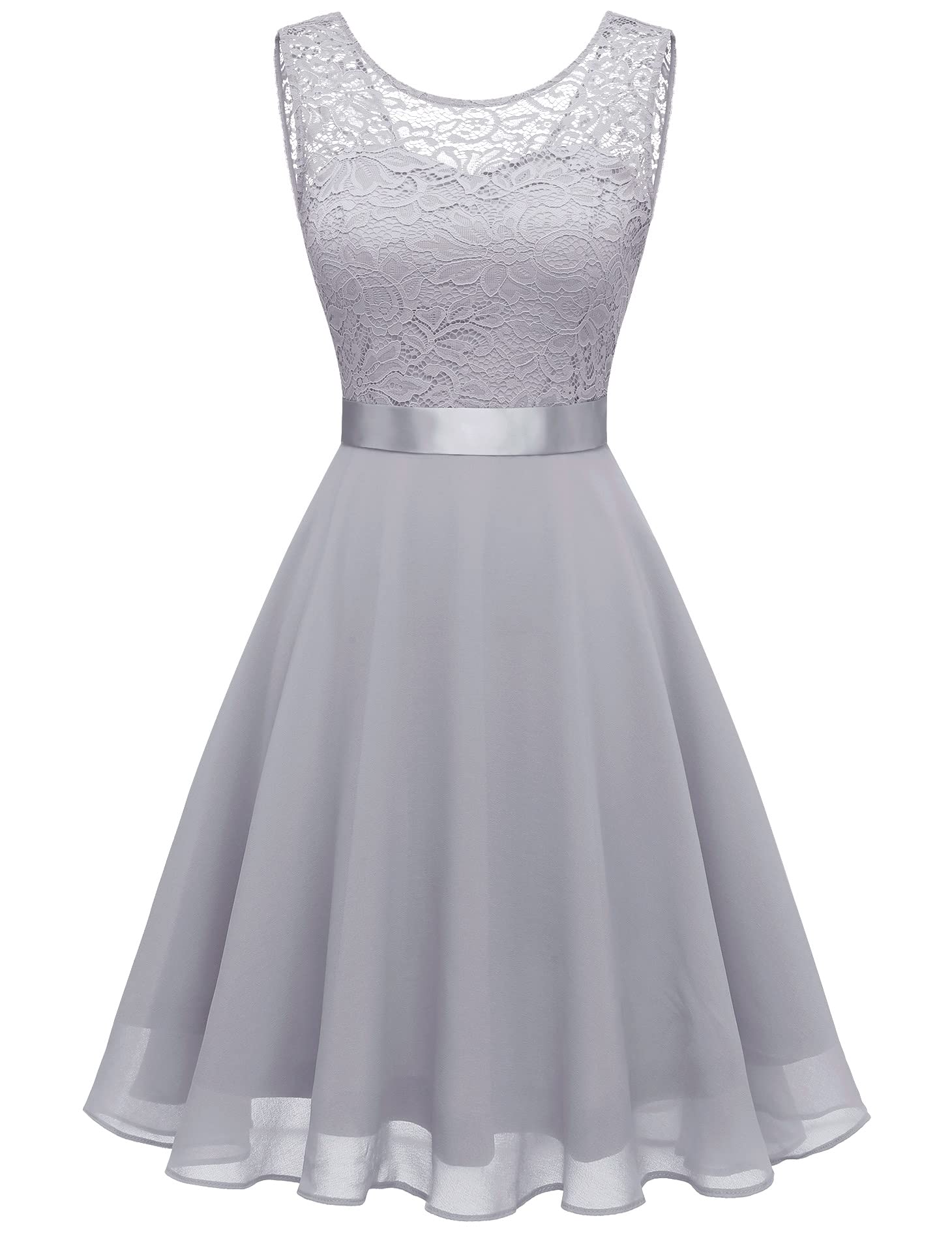 Women's Short Floral Lace Bridesmaid Dress A-line Swing Party Dress