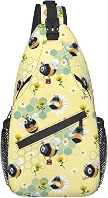 Daisy Bees Crossbody Sling Bag for Women Men Sling Backpack Small Casual Travel Hiking Daypack Chest Shoulder Bag