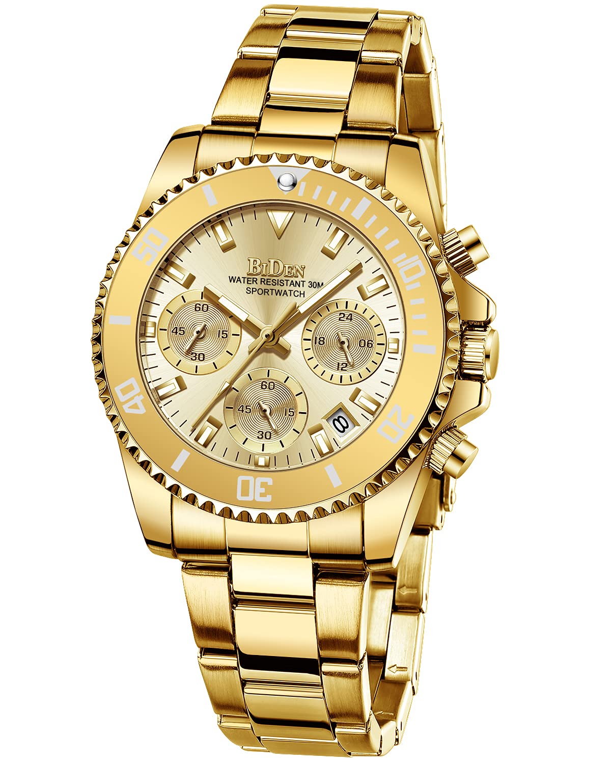 Womens Watches Chronograph Stainless Steel Waterproof Date Analog Quartz Unisex Watch Business Fashion Wrist Watches for Women