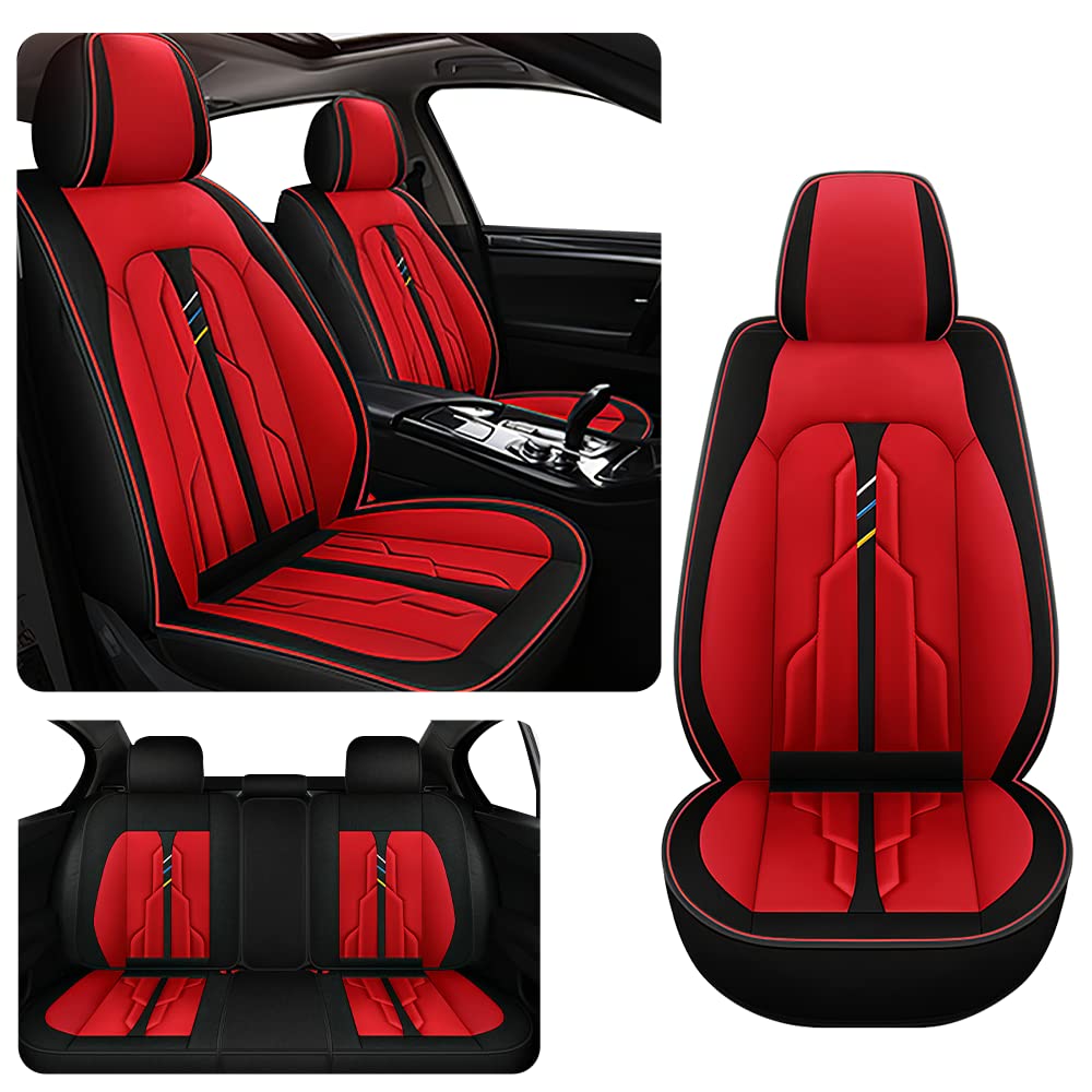 VECOZA Car Seat Cover for Mercedes Benz GLB 250 2020-2023, Durable Wear Resistant Waterproof Sports Seat Cover, Breathable Premium Leather Vehicle Interior Accessories.(5 Seats Standard/Black Red)
