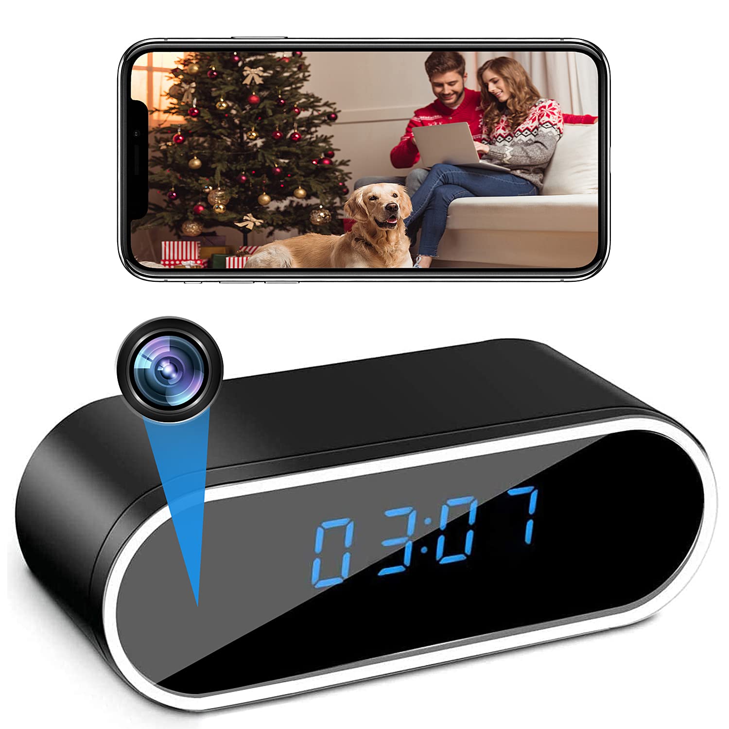 braosusner Hidden Camera Clock,WiFi Wireless Remote Live View 1080P HD Hidden Camera with Night Vision/Motion Detection/Loop Recording,for Indoor/Outdoor,Home Office Security Nanny Cam
