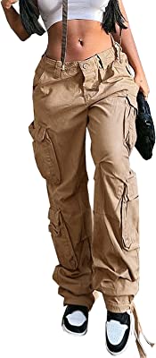 High Waist Baggy Cargo Jeans for Women Flap Pocket Relaxed Fit Straight Wide Leg Y2K Fashion Jeans