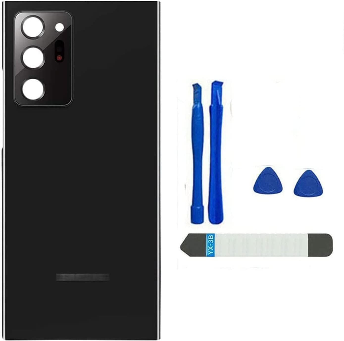         Phantom Black Galaxy Note 20 Ultra Back Glass Cover Waterproof Housing Door with Camera Glass Lens and Tape Parts Replacement for Samsung Galaxy Note 20 Ultra 5G + Tools       